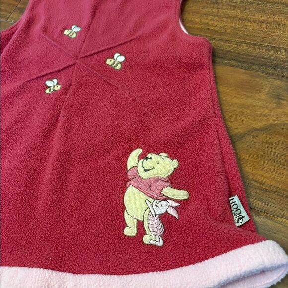 Winnie the Pooh Disney Sincerely Pooh Vintage fleece red/pink embroidered dress - Picture 2 of 4